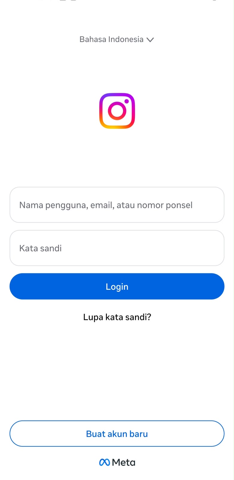 Layar awal Instagram