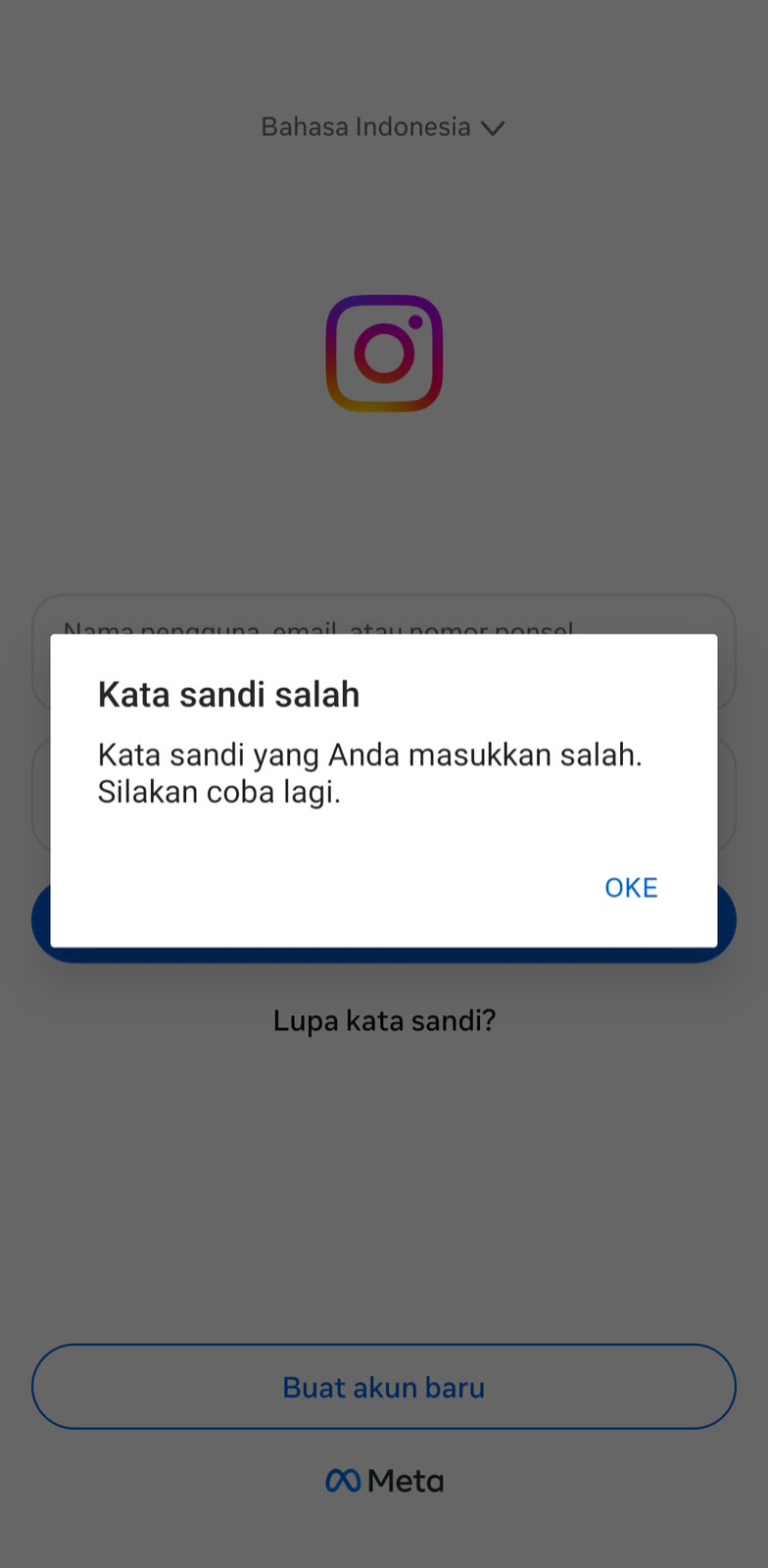 Password ditolak